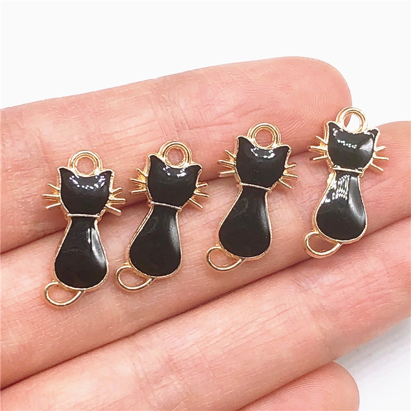 4 Pcs Liontin Kalunggelanganting Model Kucing Bahan Alloy Untuk Wanita Charms