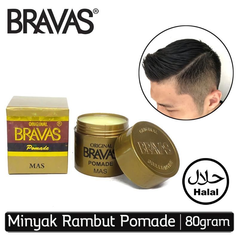 BRAVAS POMADE OIL BASED 80GRAM/MINYAK RAMBUT/PBOM