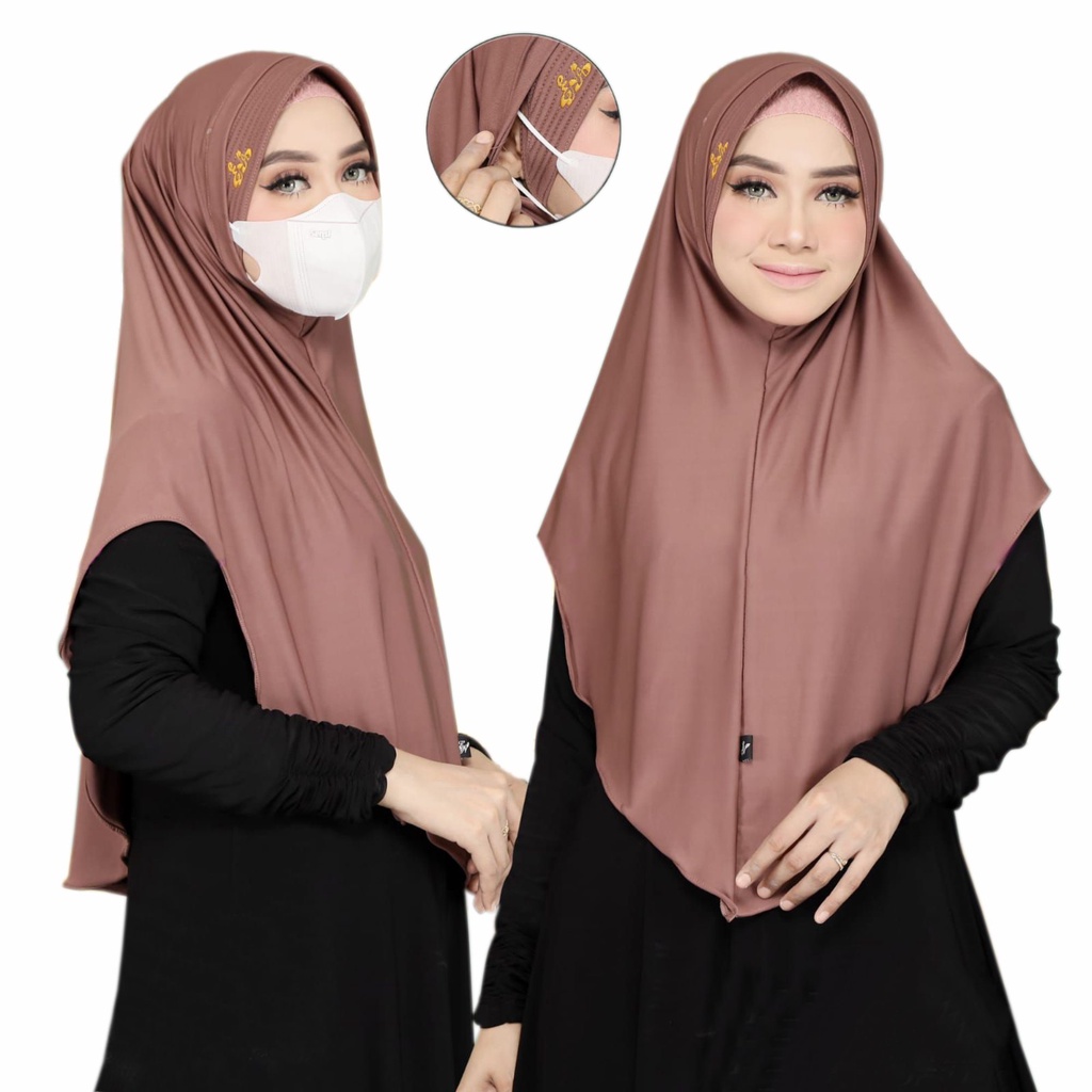 GROSIRHIJABKU Jilbab Instan Melinda Jersey / Hijab Daily Masker Dan Headset model jilbab lubang teli