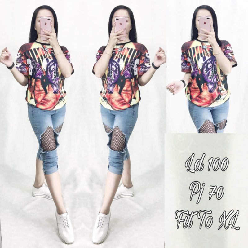 BAJU KAOS WANITA CEWEK MOTIF TERBARU SHOES WHITE