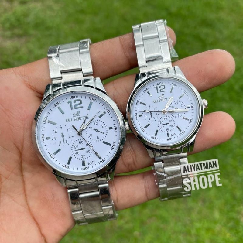 Jam Tangan Couple Mirete Kasual Sporty Pria Wanita Analog Jam Tangan Cowok Cewek Sepasang Strap Rantai Mirete Original Water Resistance / Jam Tangan Cod / Murah / Jarum / Analog / Stainles Stel / Pria / Wanita / Jam Tangan