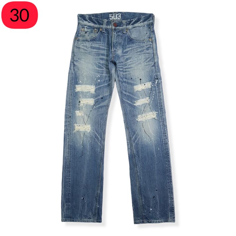 Celana panjang jeans EDWIN 503 ripped splatter