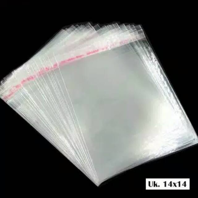 PLASTIK OPP / PLASTIK SEAL  UKURAN 14 X 14 CM per 100 PCS