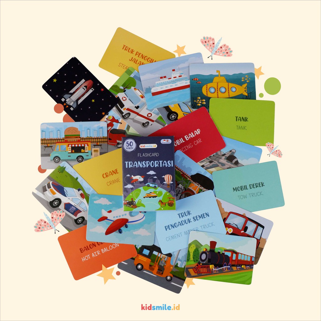 Flash Card Kidsmile TRANSPORTASI Flashcard Anak Mainan Edukasi Anak Flash Card Anak Flashcard Kidsmi