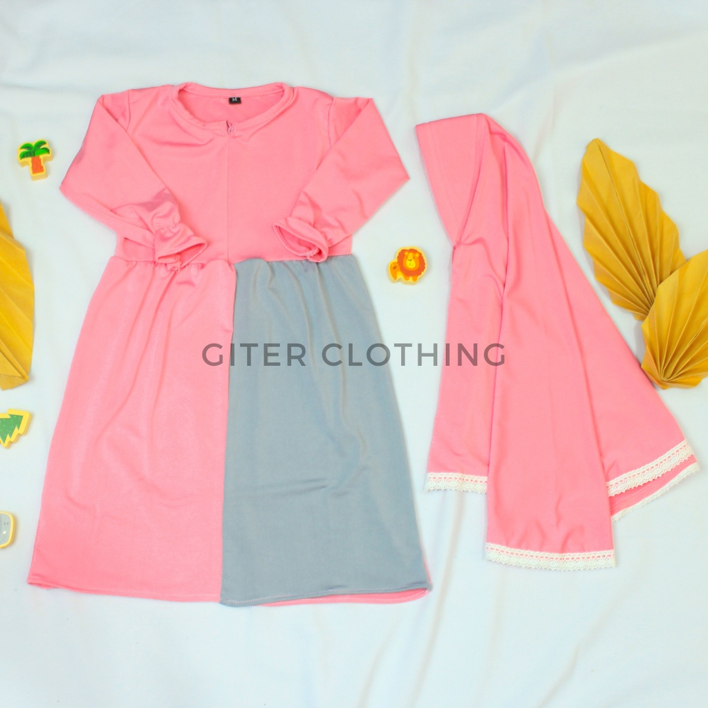 Gamis anak bayi Aisya set kids bahan jersey by giter's clothing