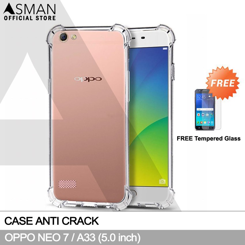 Anti Crack OPPO Neo 7 / A33 (5.0&quot;) | Soft Case Anti Bentur  + FREE Tempered Glass