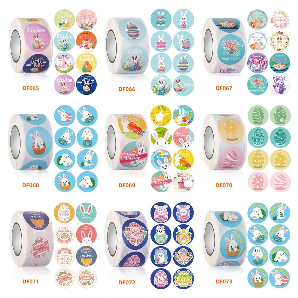 Nanas 500 Pcs/roll Paskah Stiker Kemasan Hadiah Dekorasi Pesta Kelinci Paskah Telur Bunny Self Adhesive Labels Stickers