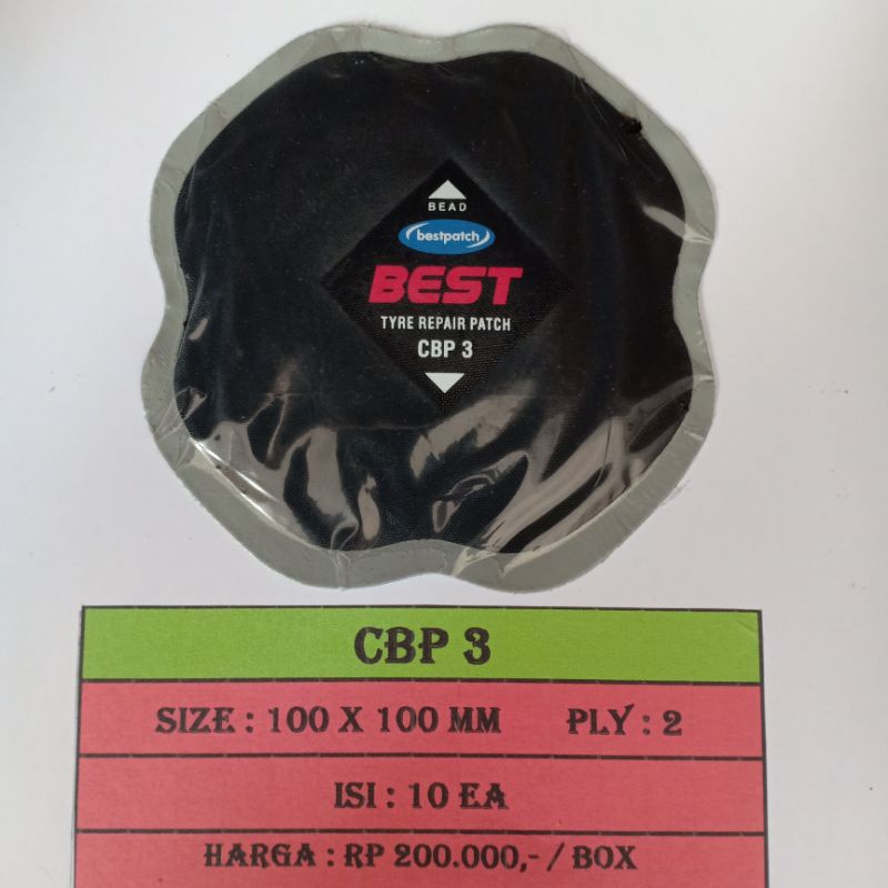 CBP 3 - Bestpatch Tambal Ban Luar Tyre Patch - Bestpatch - Ukuran 100mmx100mm 1 Box isi 10pcs