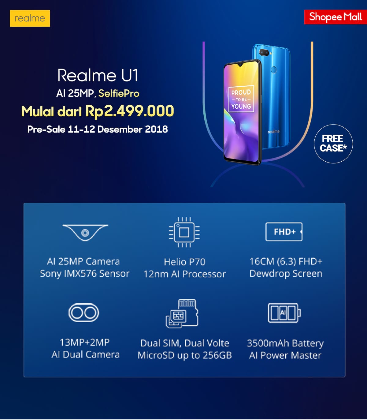 Harga dan spesifikasi Realme U1 Shopee