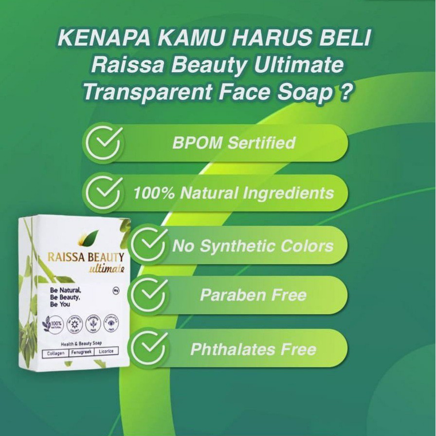 Sabun Wajah - Sabun Raissa Beauty Ultimate - Sabun Kolagen Halal - Sabun Kesehatan dan Kecantikan