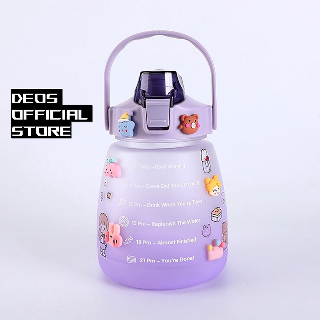 DEOS BOTOL MINUM GEMOY 1.3 L/KOREA VIRAL ANAK SEKOLAH OLAHRAGA HANGOUT FREE STIKER 2D&amp;3D + TALI