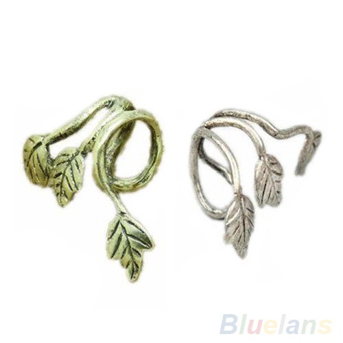 1 Pc Anting-anting Cincin Jepit Telinga Ear Cuff Desain Klasik Bentuk Daun Bahan Logam