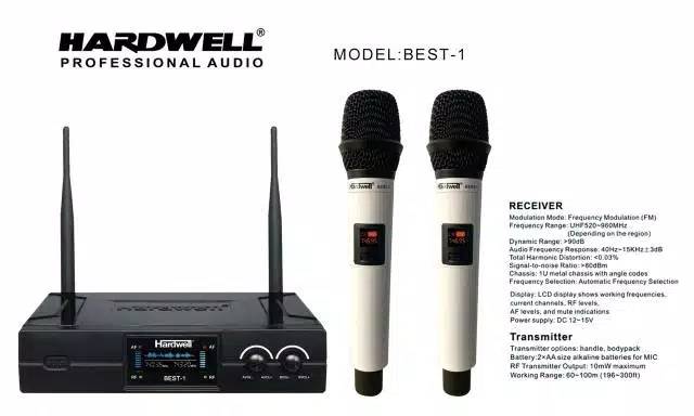 Microphone wireless hardwell best 1 UHF profesional mic.