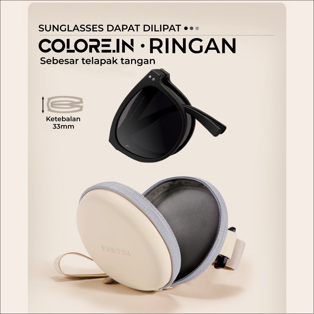 Kacamata Hitam Lipat Sunglasses Foldable Anti UV Pria Wanita Ringan Lentur （Free Hardcase)