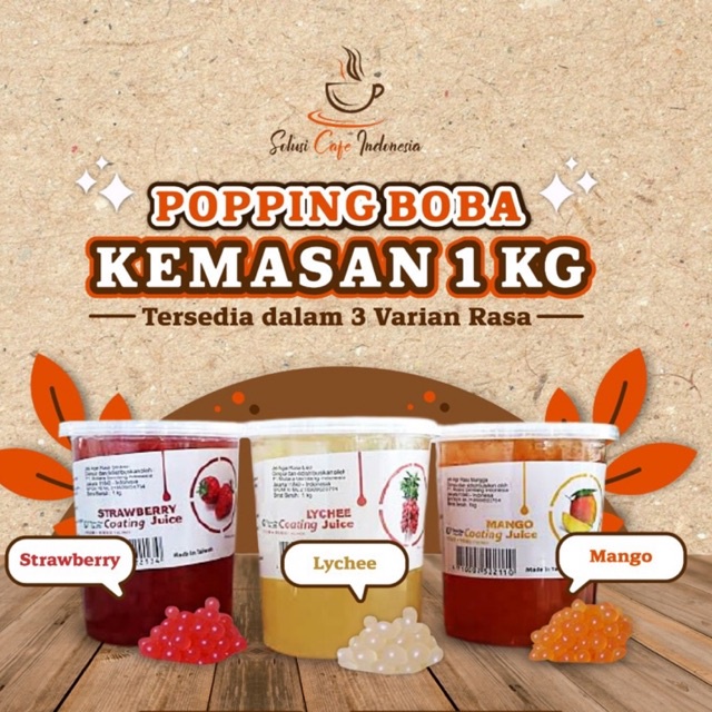 

Popping boba Strawberry Leci Lychee Mango Surabaya 1 Kg KHUSUS GOSEND