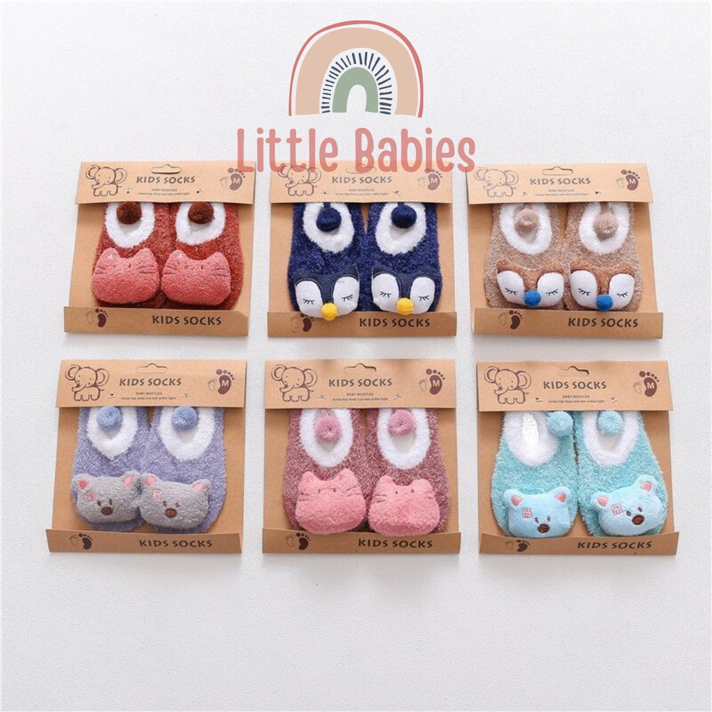 Kaos Kaki Fleece Bayi Fluffy Bulu Lembut Anti Slip Socks Motif Cute / Kaos Kaki Bayi Import