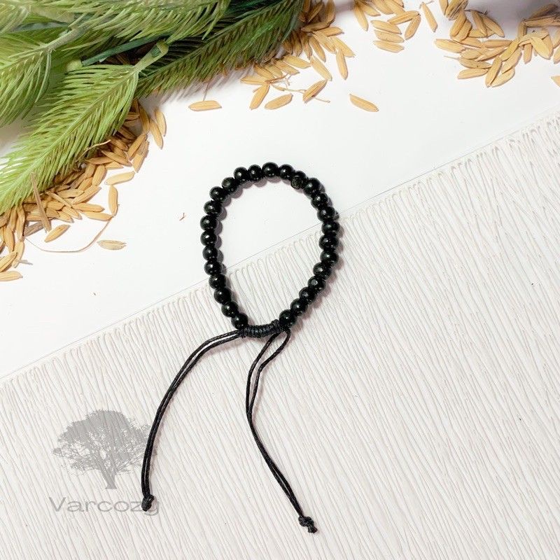 4s Grosir Solo || Gelang Simple Manik Hitam Polos Untuk Pria Dan Wanita