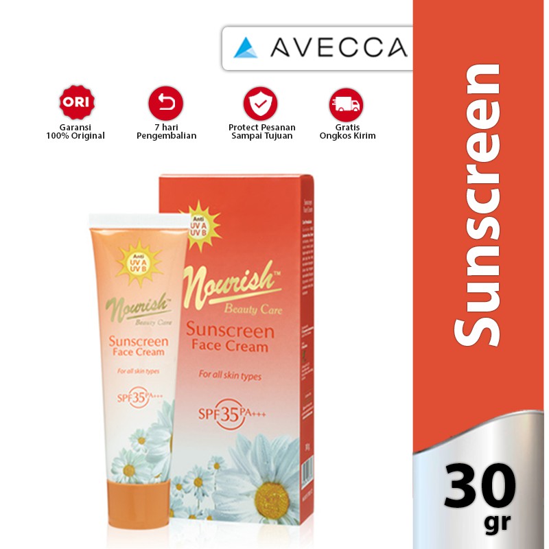 Nourish Beauty Care Sunscreen Face SPF 35 PA+++ 30 gr / Tabir Surya /
Sunblock Wajah