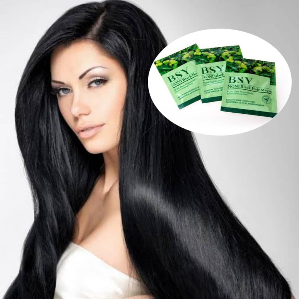ASLI BSY NONI Black Hair Magic - shampo BSY NONI . Shampoo penghitam rambut . Cat Rambut Hitam Black Praktis Original Behelldental