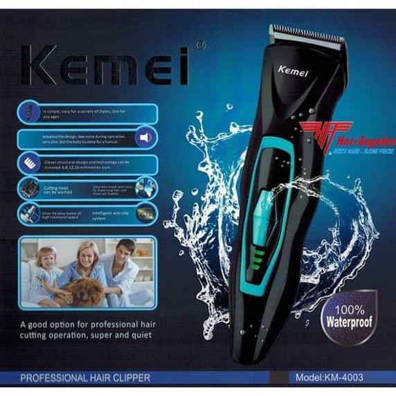 Clipper KEMEI KM-4003 Alat Cukur Waterproof Mesin Cukur Rambut Cas