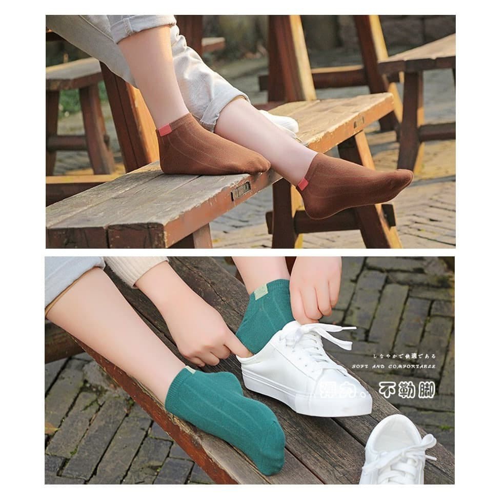 ✌️ Veshop ✌️ A052 Kaos kaki Motif Petak Kaoskaki Pendek Semata Kaki Unisex Pria Wanita Import-4