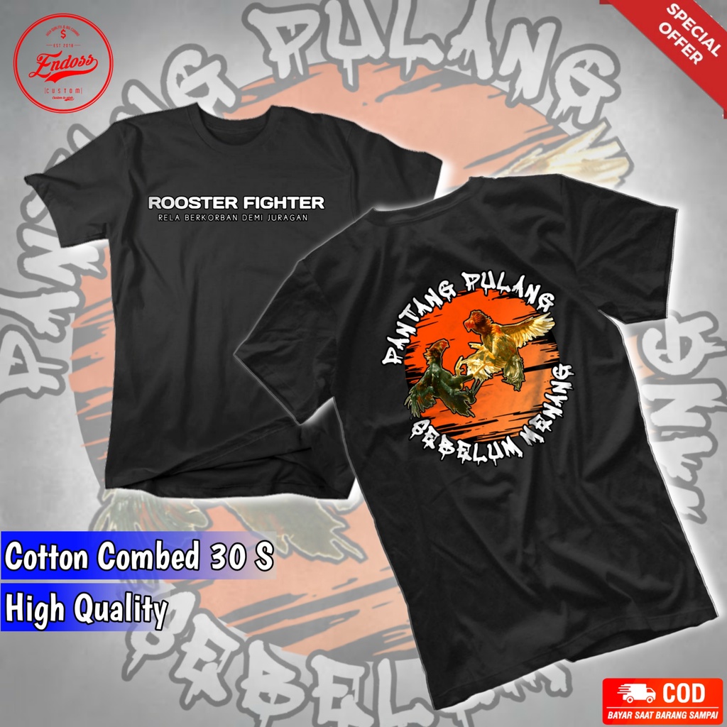 Kaos Pria T-SHIRT Lengan Pendek Gambar Ayam Jago Kandang Kualitas Distro Premium Bahan Cotton Combed