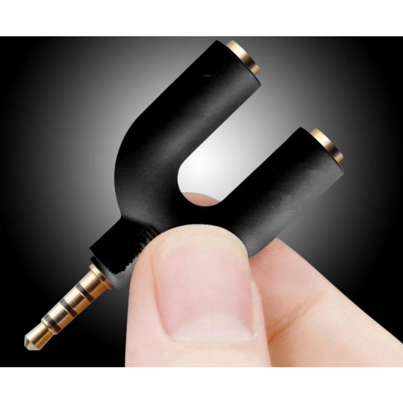 Audio Splitter Jack 3.5mm to dual female U 2in1 audio dan audio