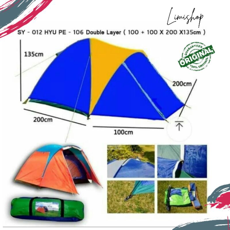 Tenda Double Layer HYU PE 106 kap 3-4 orang