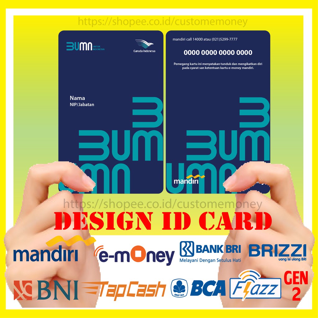 KARTU E MONEY E TOLL ID CARD GARUDA NEW BUMN MANDIRI EMONEY BNI TAPCASH BRIZZI FLAZZ BCA - 2 SISI