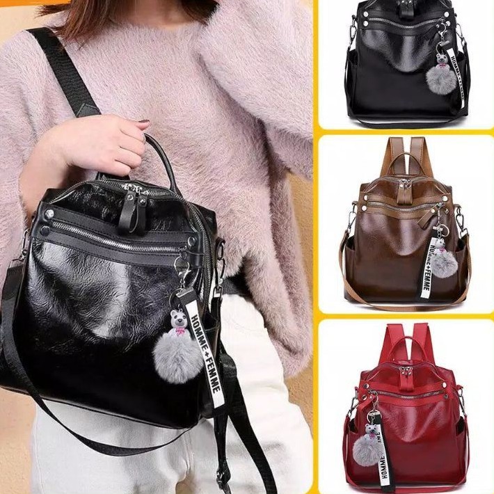 BJ72731 - BLACK/BROWN - TAS RANSEL PUNGGUNG BACKPACK PU LEATHER KULIT SINTETIS IMPORT TERLARIS TERMURAH TERBARU BAGSTORE JAKARTA TAS BATAM GT1288 CR7028 BQ2669 ZC8134 EL824 DJ2735 VC86674 LT1456 KPC8540 B134710 DC6991