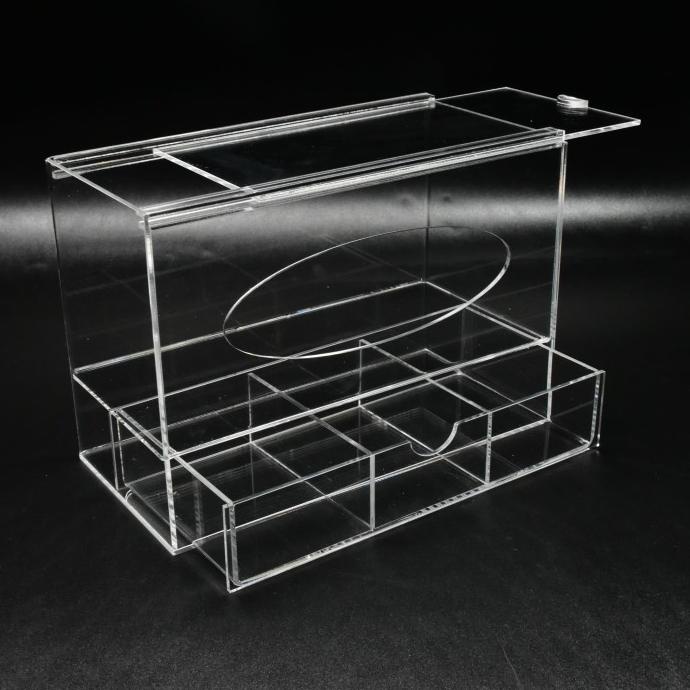 Tempat Makeup Akrilik Box 1 Drawer + 1 Kotak Tissue (Lokal)