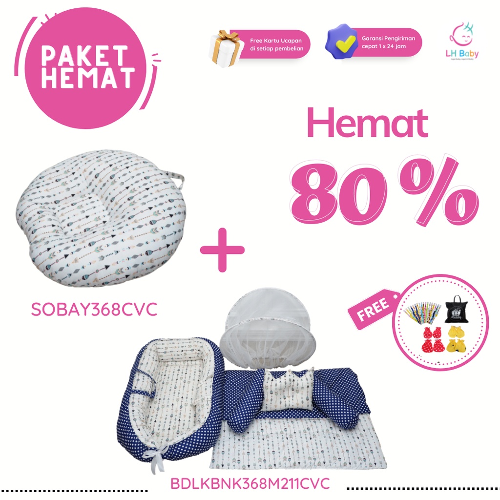 PROMO PAKET HEMAT Bundling Kasur Bayi Nest Kelambu Karakter Plus Bed Cover/Selimut Plus Dudukan Bayi