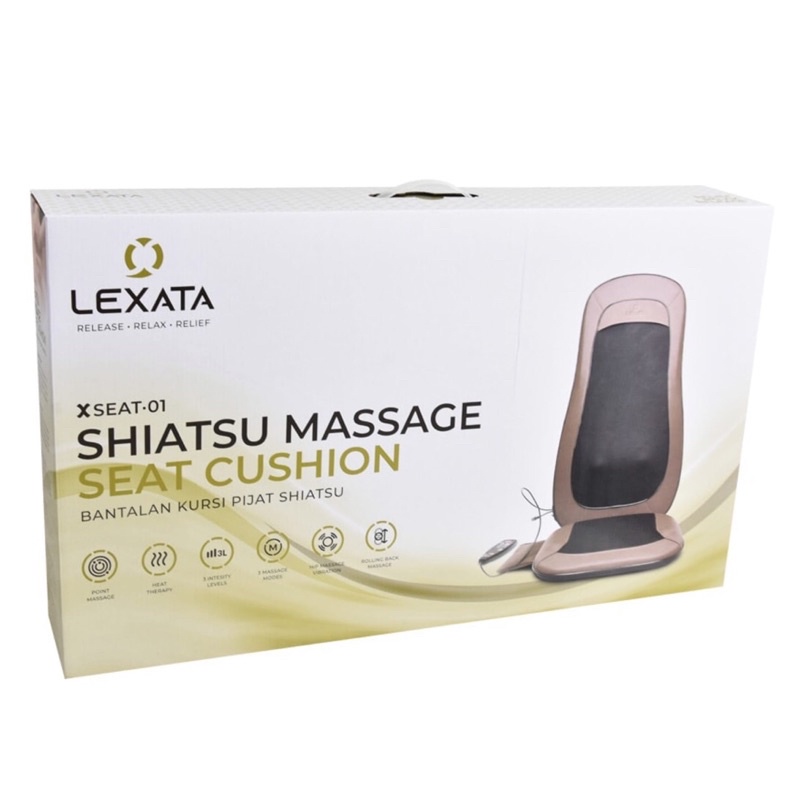 Lexata Shiatsu Massage Seat Pillow with Heat Therapy Bantal Pemijat