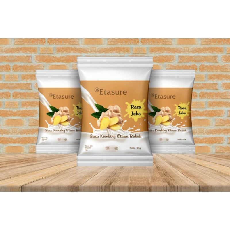 

Etasure susu kambing etawa bubuk sachet rasa jahe rendah gula aman diabetes