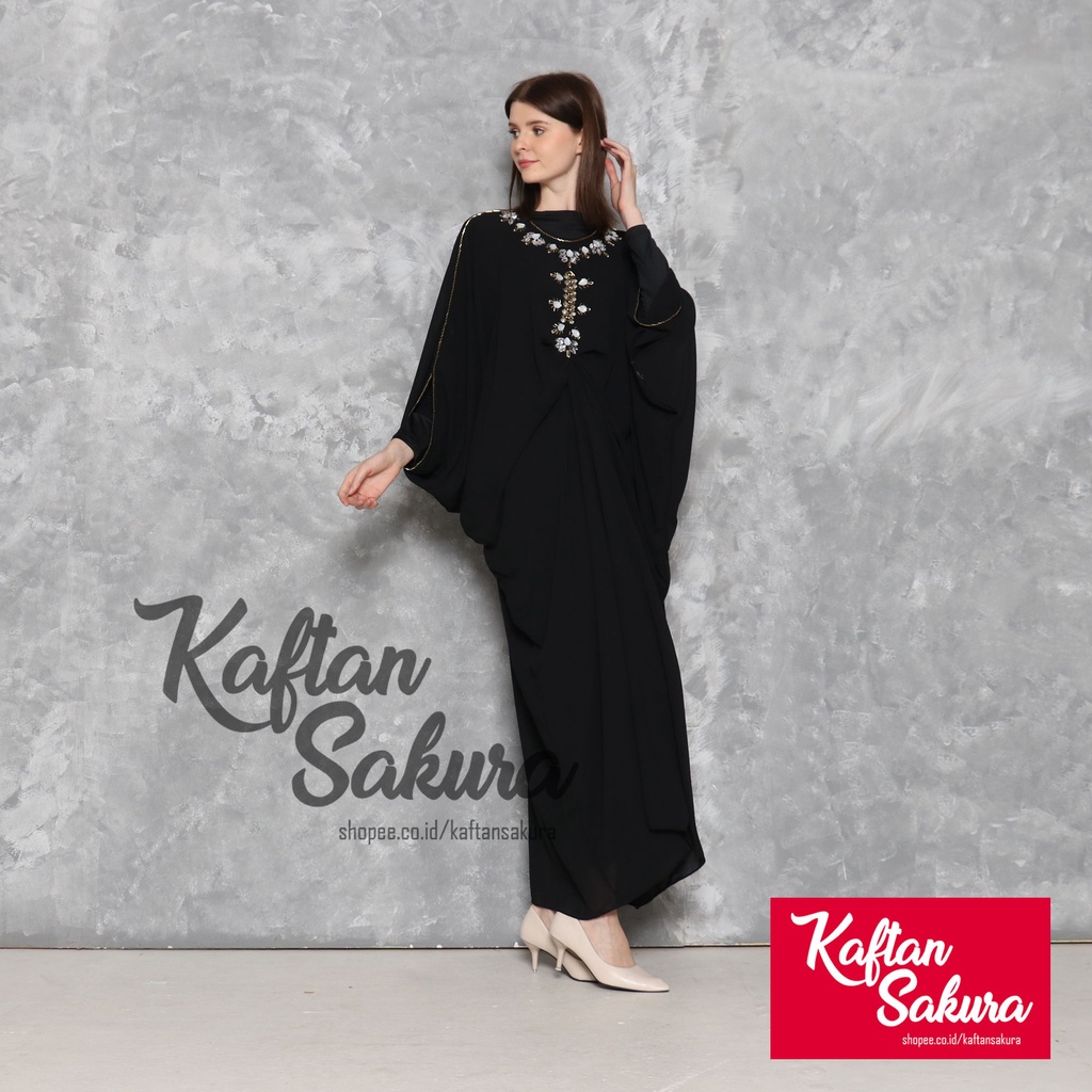 Baju Kaftan Wanita Payet Raisa Bahan Sifon Premium Fashion Muslim mewah terbaru untuk lebaran pesta kondangan 2022 all size FREE MANSET