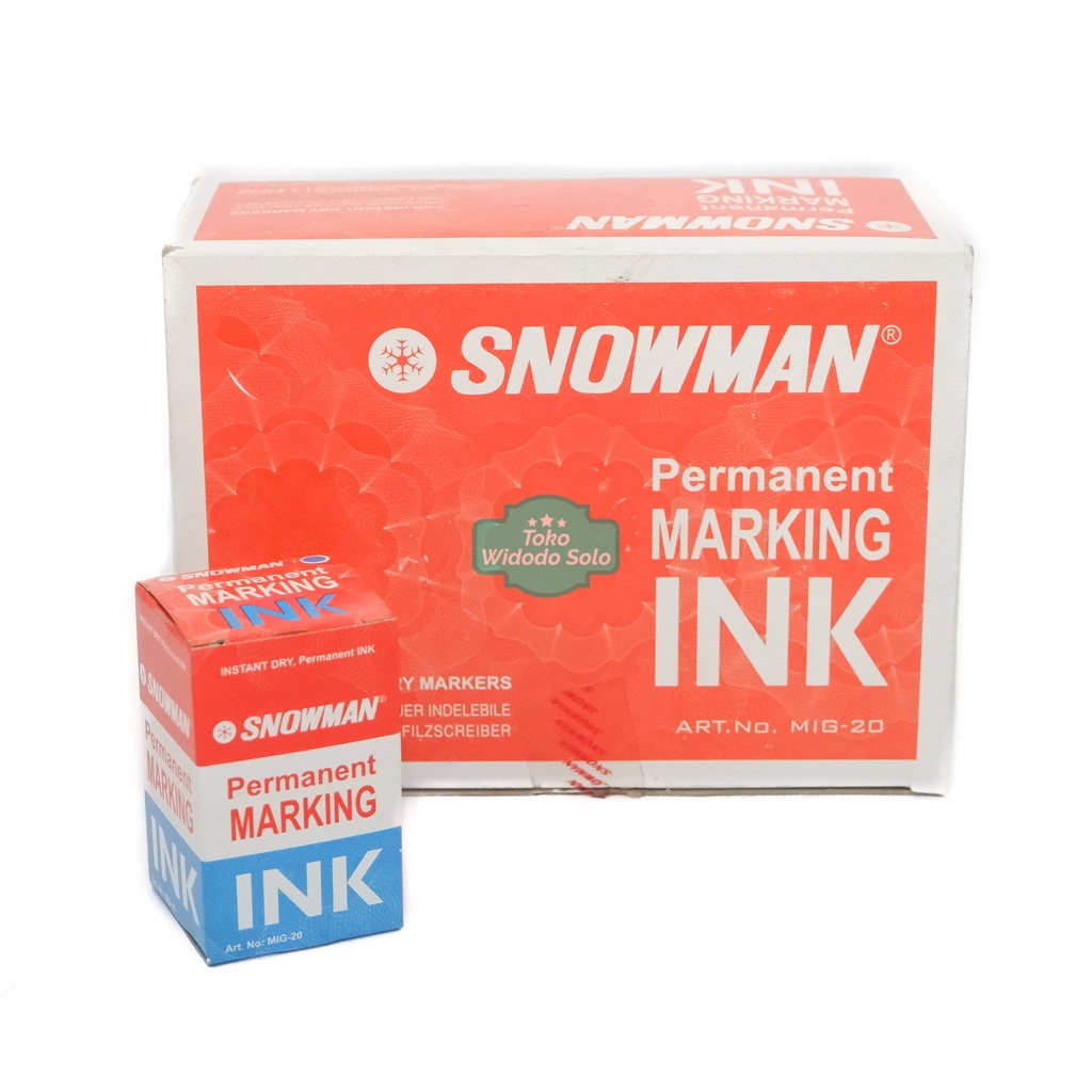 

1 LUSIN Tinta Spidol Permanen Snowman MIG20 20ml Hitam Merah Biru Marking - 1 Pack Isi 12 Buah