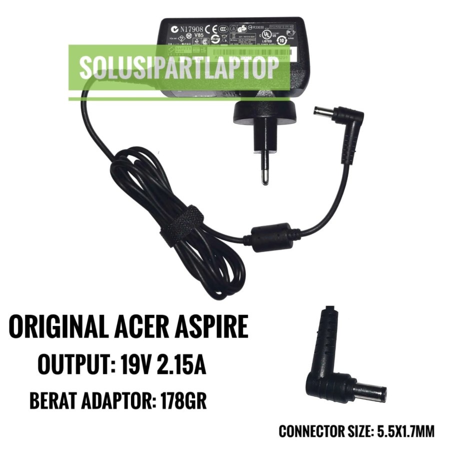 Adaptor Laptop Acer Aspire One 725 AO725 AOD725 19V 2.15A 19V 2.15A 5.5x1.7mm ORIGINAL KEPALA GABUNG