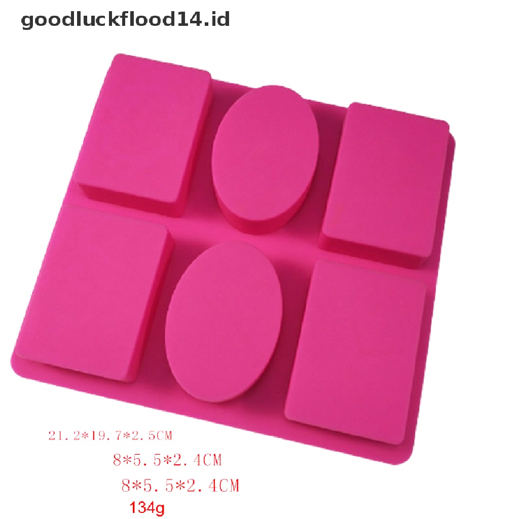 [OOID] 6 Cavity Rectangle Oval Silicone Soap Mold Handmade Soap Making Crafts ID