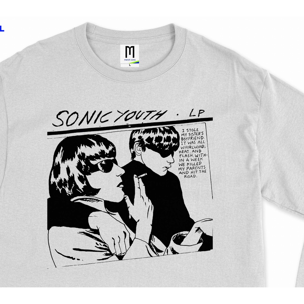 Long Sleeve SONIC YOUTH grunge punk tshirt band/ tag mecrhcons - Putih