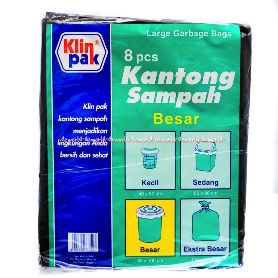 Jual Klin Pak Kantong Sampah Besar 8pcs Plastik Sampah Hitam Ukuran Besar 80cmx100cm Klinpak 4338