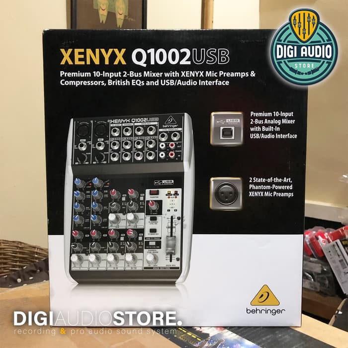 Audio Mixer 10 Channel Behringer Xenyx Q1002USB - USB Soundcard Interface Recording & Phantom Power