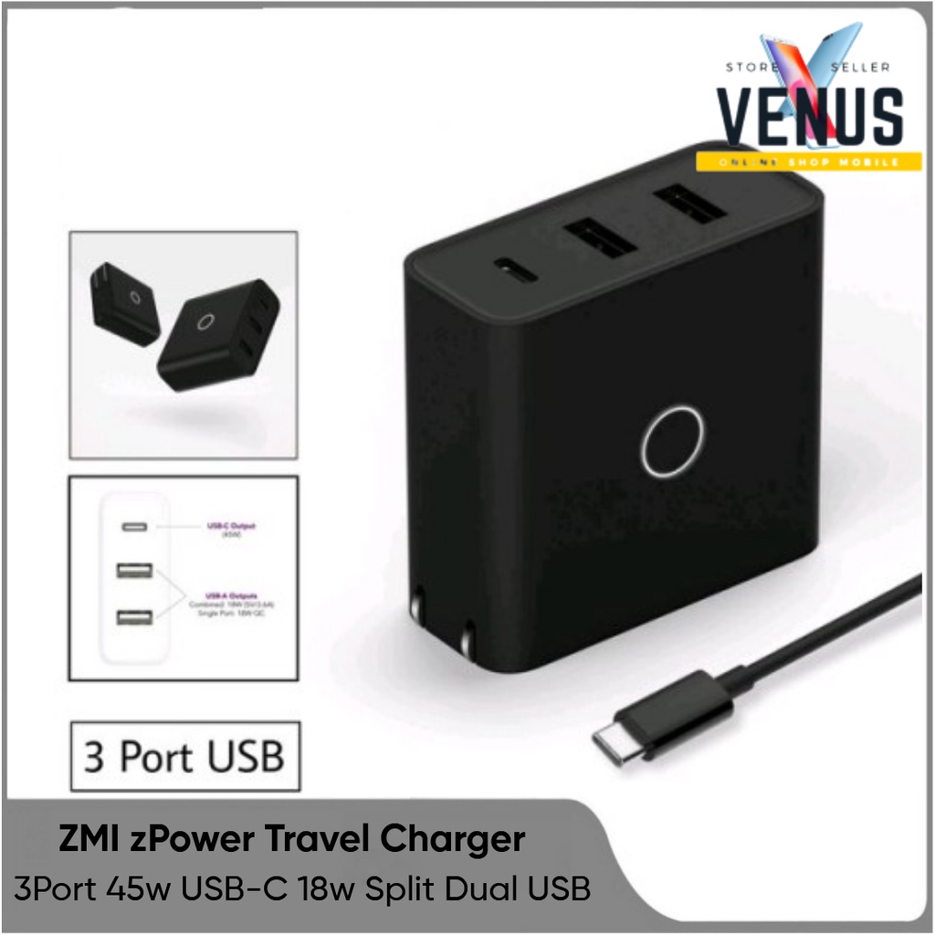 ZMI HA832 zPower 3-Port Travel Charger 65w - ZMI 3 Port Wall Charger