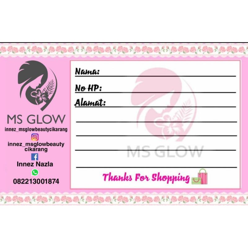 

LEBEL PENGIRIMAN MS GLOW