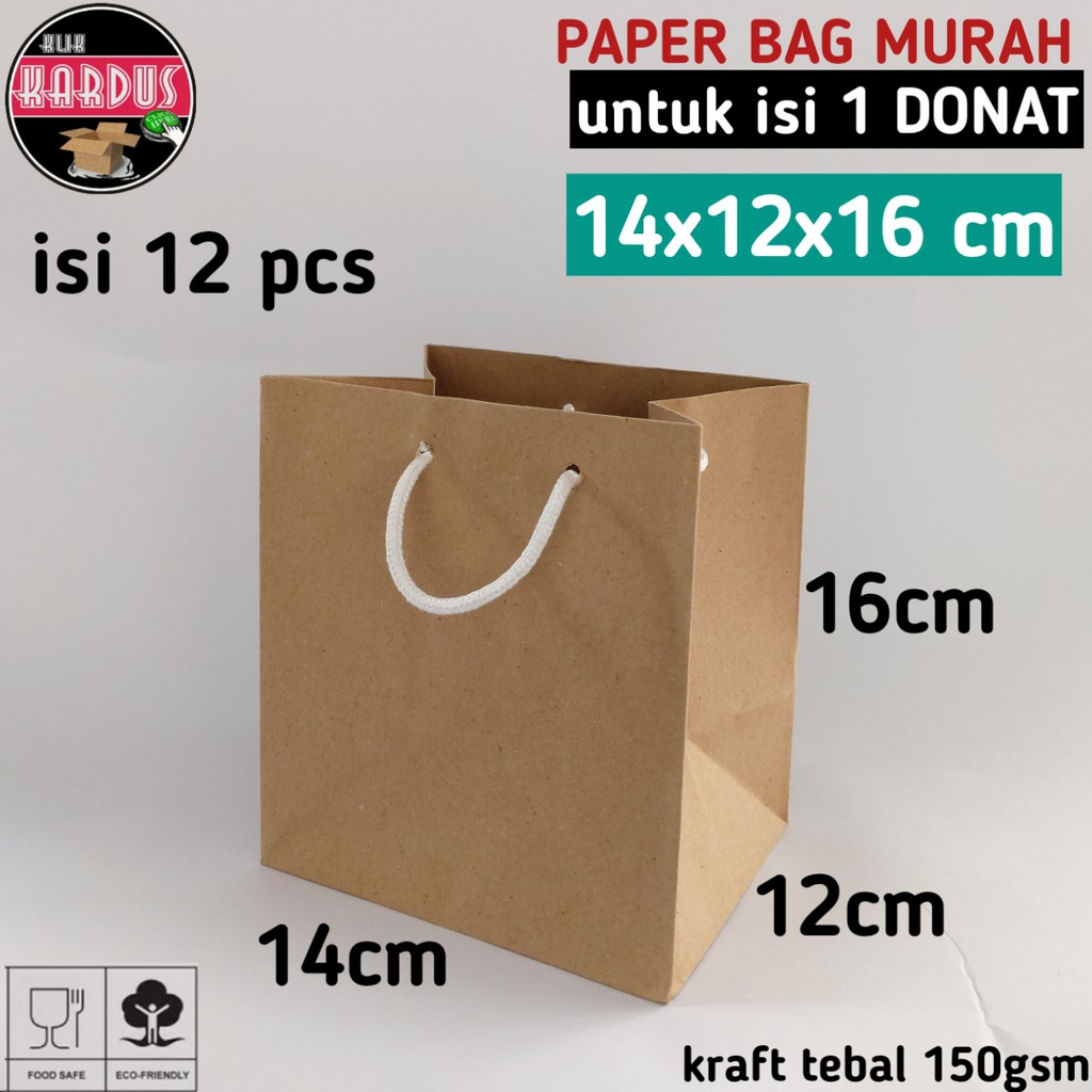 

isi 12 paper bag donat 14x12x16 / tas kertas polos paperbag souvenir
