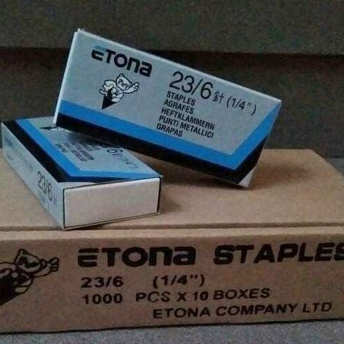 

Isi Staples /Stapler/ Refill Staples Tembak Etona 23/6 (1/4") 1pack kecil