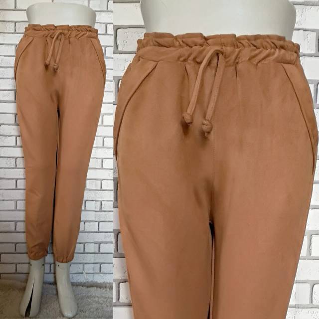 Celana wanita import bahan suede