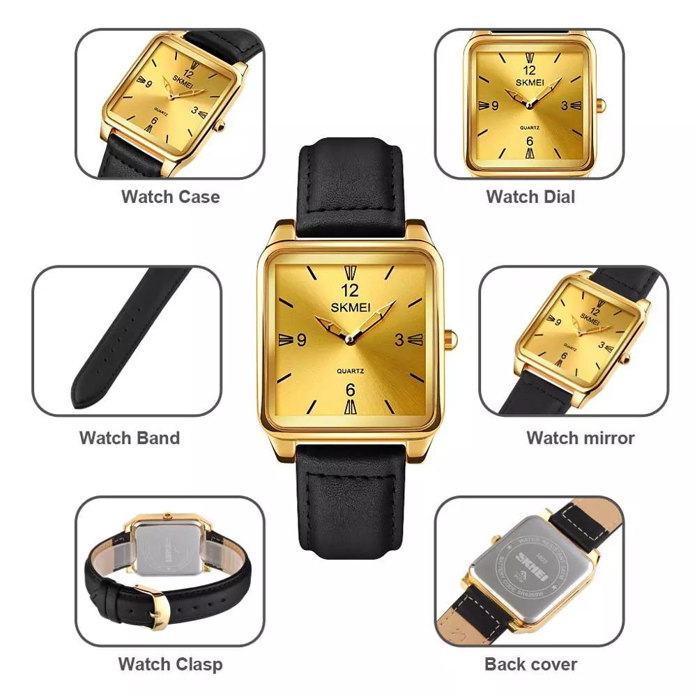 SKMEI 1603 Jam Tangan Pria Wanita Analog Tali Stainless Kulit WATCHKITE WKOS