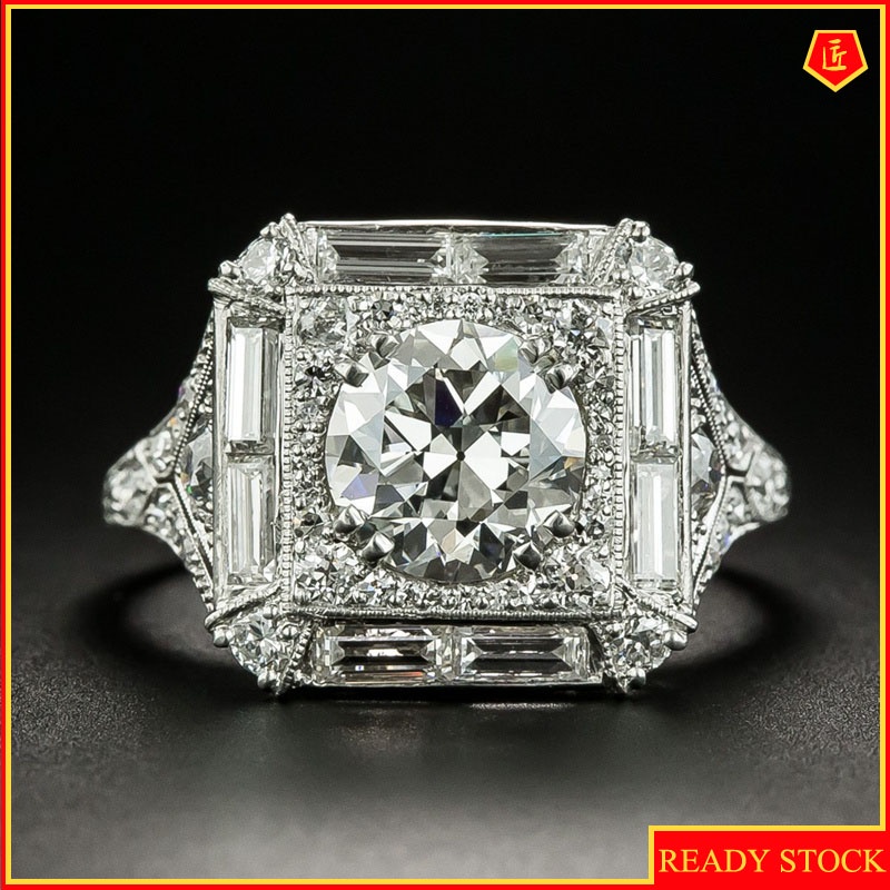 [Ready Stock]Luxury Moissanite Hollow Pattern Ring