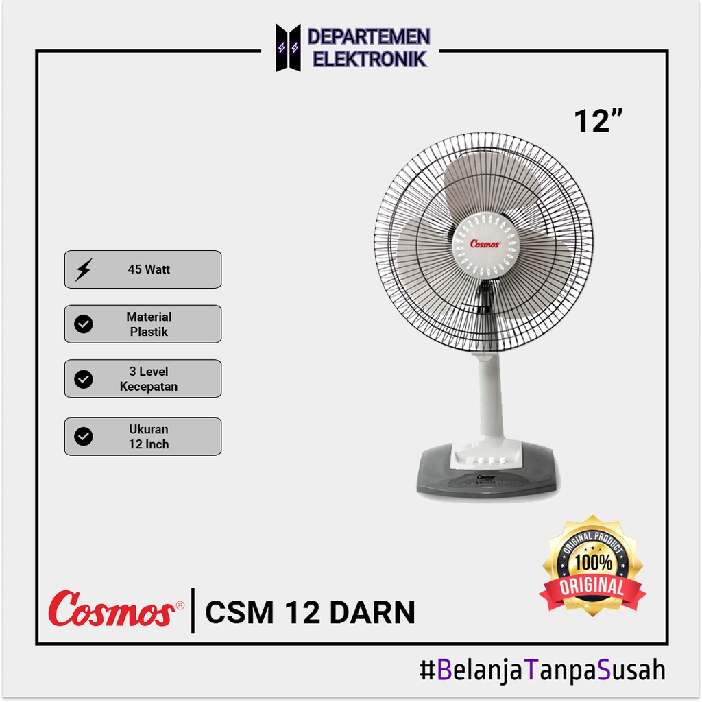 Cosmos 12 DAR – Desk Fan / Kipas Angin Meja 12 inch MURAH BANGET / GARANSI RESMI