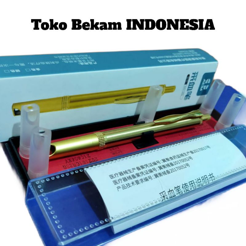 [PAKET HEMAT] Pena Bekam Warna Gold + 5 Tutup pena